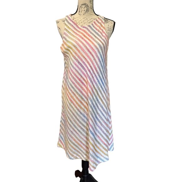 Lou & Grey Dresses & Skirts - Lou & Grey Dress Diagonal Rainbow Stripe Sleeveless Swing Sundress Small Summer